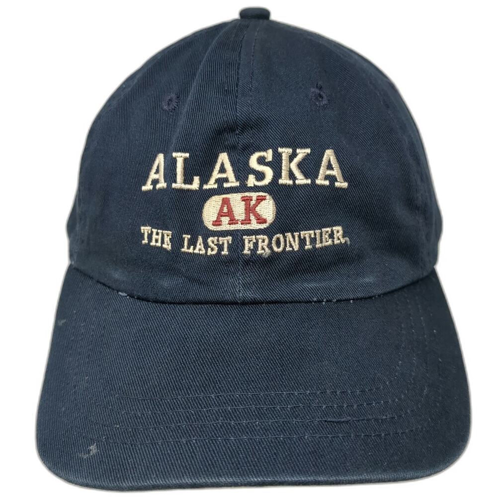 Prairie Mountain Baseball Cap Blue OSFM Alaska The Last Frontier Hat Slideback